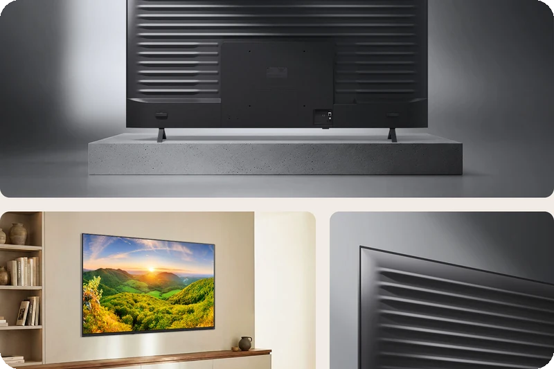 Rear view of an LG NANO television showing its structured Linear Flow Design.