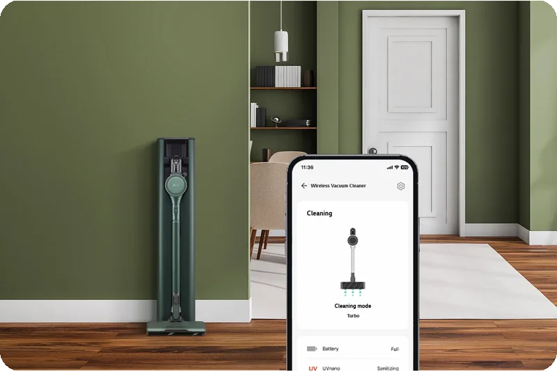 LG CordZero A9X-RSTEAM LG ThinQ app controls
