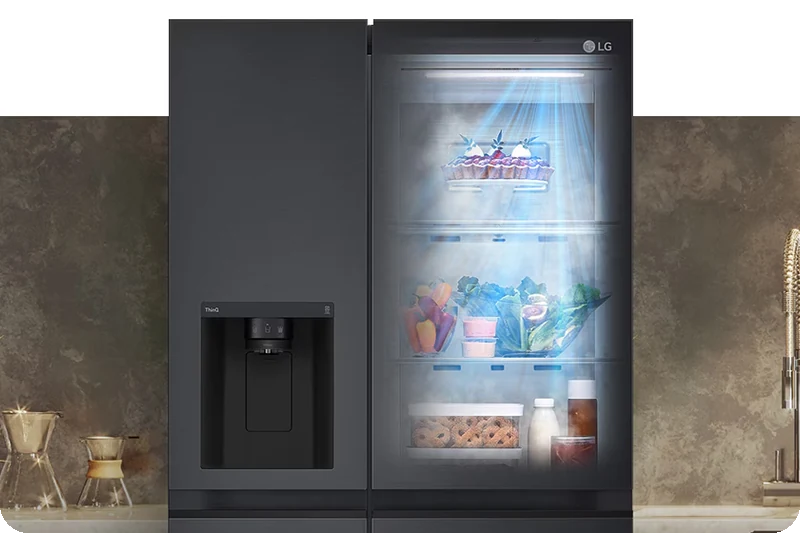 Cold air surrounding food from the front and back of the refrigerator