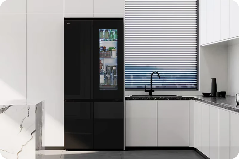 Premium flat mirror door design of the LG GV-K25FFGER refrigerator
