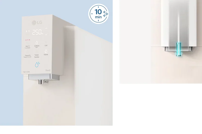 LG PuriCare WD518AN automatic UV sterilisation of the water outlet